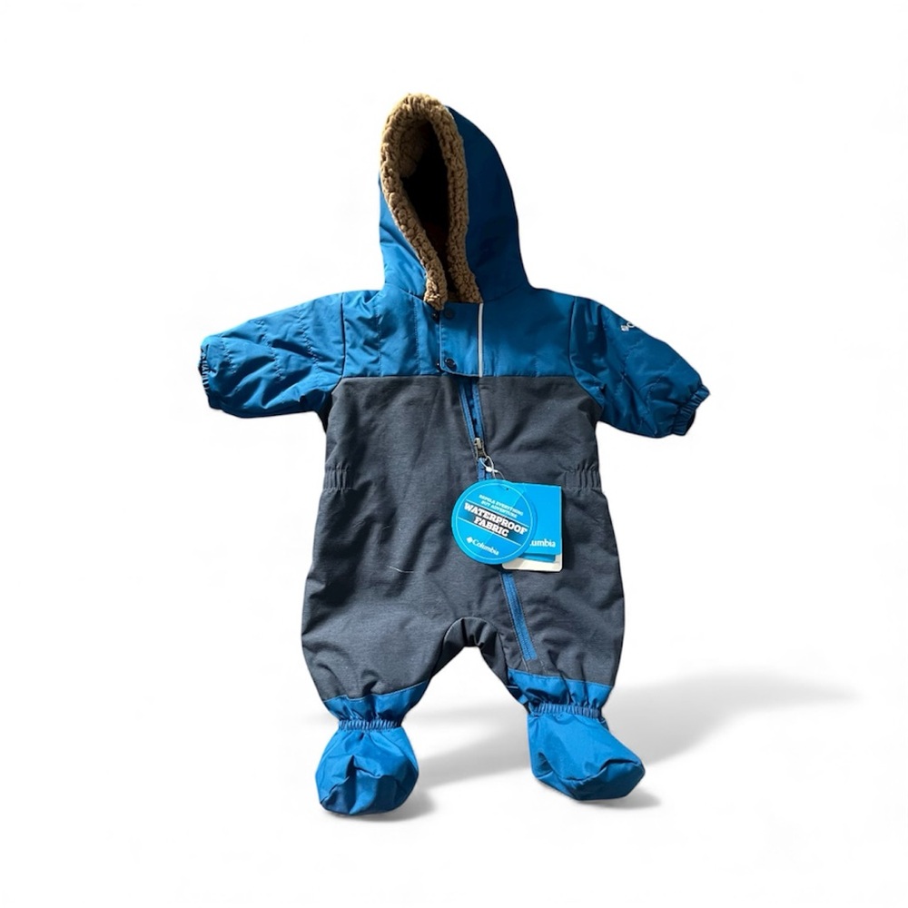 Columbia Snowsuit Blue and Gray 0-3M  One Piece Full Zip for Infant NWT